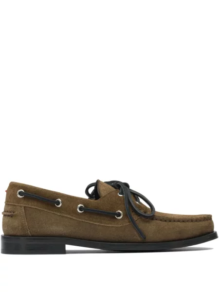 Pantofi loafer Aeyde cu șireturi din piele de căprioară maro