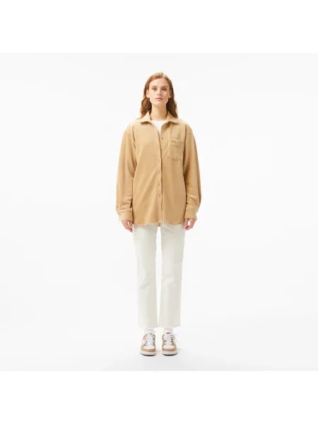 Lacoste Loose Fit Koszula brązowa