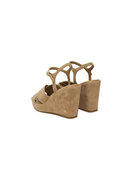 Sandale Tommy Hilfiger Suede Wrapped High Wedge smeđa