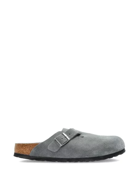 Zomšinės mulės Birkenstock su sagtimis pilka