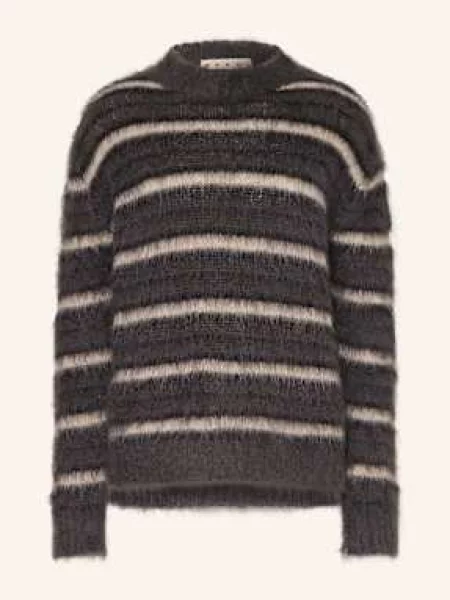 Marni Mohérový Svetr tmavě šedá/ nude šedý