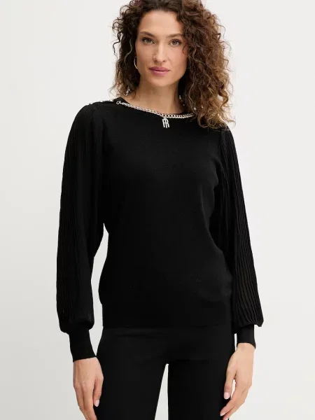 Fracomina pulover de lână light negru