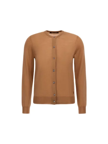 Sweter Roberto Cavalli z logo brązowy