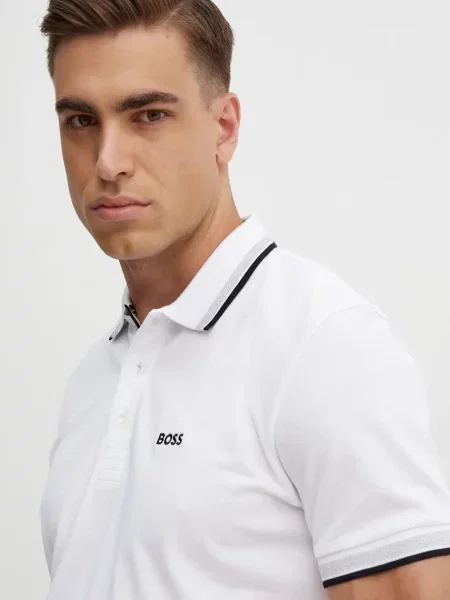 Однотонное поло Boss Green белое