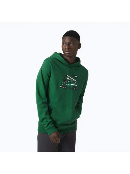 Суичър с качулка Helly Hansen зелено