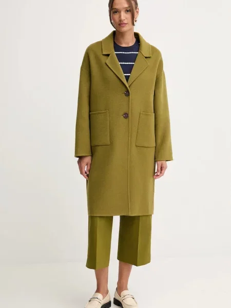 United Colors of Benetton płaszcz z wełną zielony