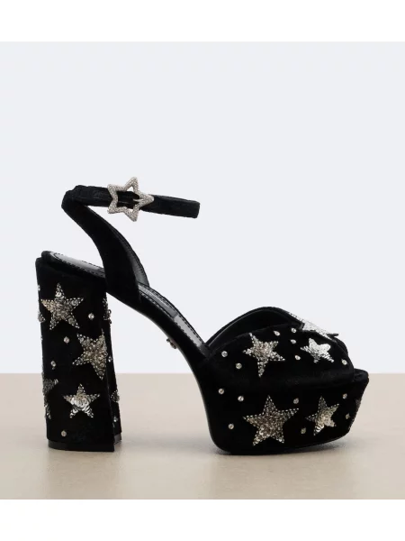 Bársony platform talpú szandál Dolce&gabbana fekete