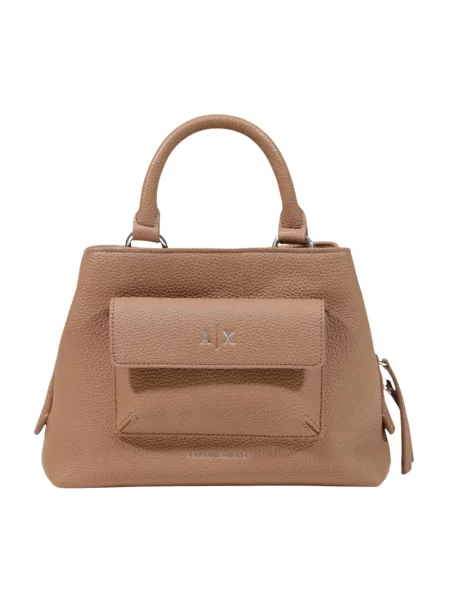 Torebka Armani Exchange skórzana beżowa
