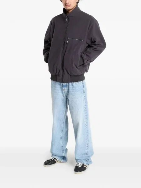 Τρέξιμο fleece μπλούζα Adidas με λαιμόκοψη v μαύρο