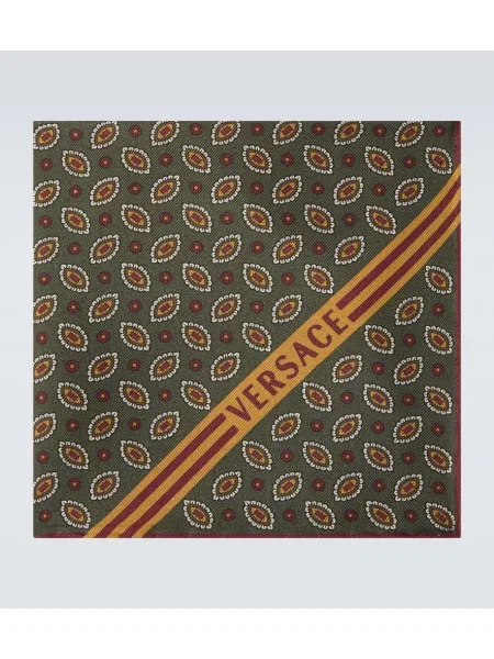Svilen šal Versace s potiskom zelena