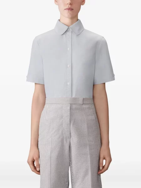 Cămașă Thom Browne din țesătură twill scurtă gri