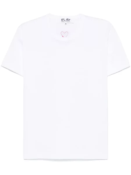 Tricou Comme Des Garcons Play cu motiv cu inimi alb