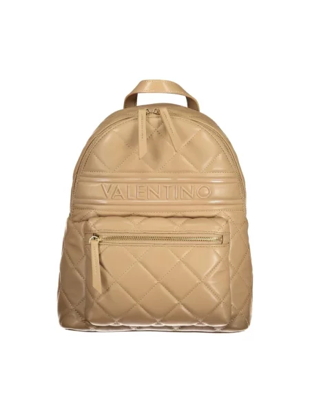 Lniany plecak Valentino elegancki z logo beżowy