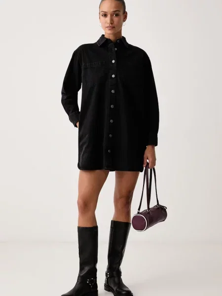 Liu Jo rochie tip cămașă din denim negru