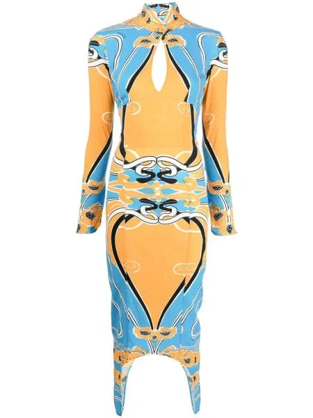 Rochie Patou din jacard cu spatele deschis de costum portocaliu