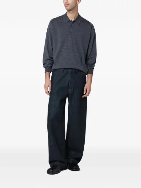 Lung tricou polo John Smedley gri