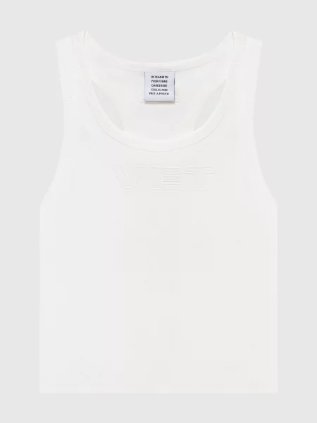 Топ в рубчик з вишивкою Vet Vetements білий
