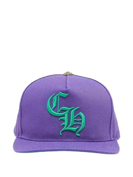 Șapcă Chrome Hearts cu broderie cu motiv cu inimi violet