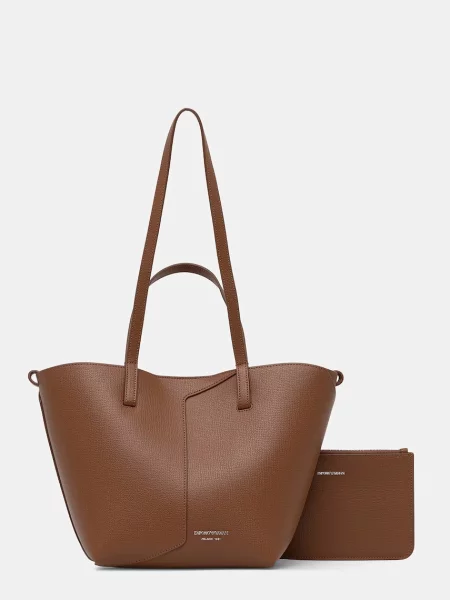 Emporio Armani geantă shopper pentru femei din piele maro