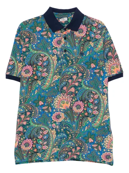 Polo Etro cu imagine cu model paisley albastru