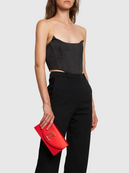 Saténová crossbody kabelka Christian Louboutin červená