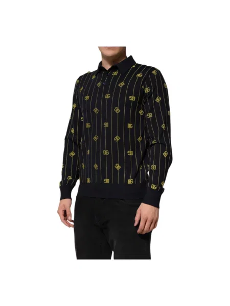 Koszulka polo Dolce And Gabbana wełniana czarna