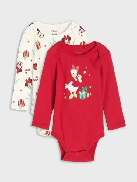 Sinsay body s vánočním motivem 2 pack Minnie and Daisy červená