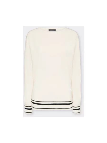 Lniany sweter Elena Miro' z dekoltem w łódkę beżowy