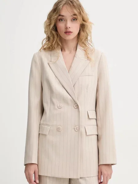 Bruuns Bazaar sacou cu doua randuri de cu imprimeu bej