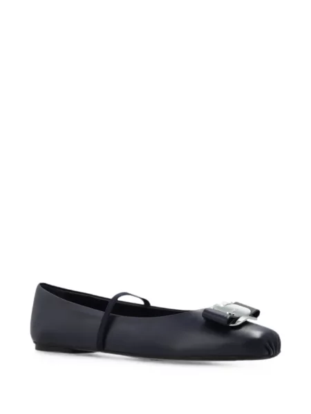 Balerini Ferragamo cu funde din piele albastru