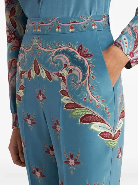 Pantaloni Etro cu model floral cu imagine albastru
