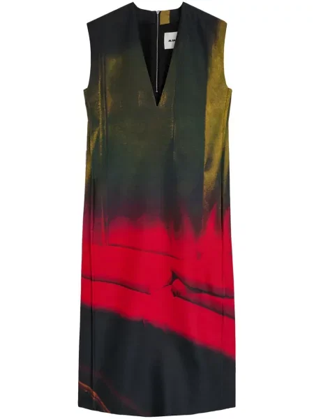 Midi haljina Jil Sander s printom crna