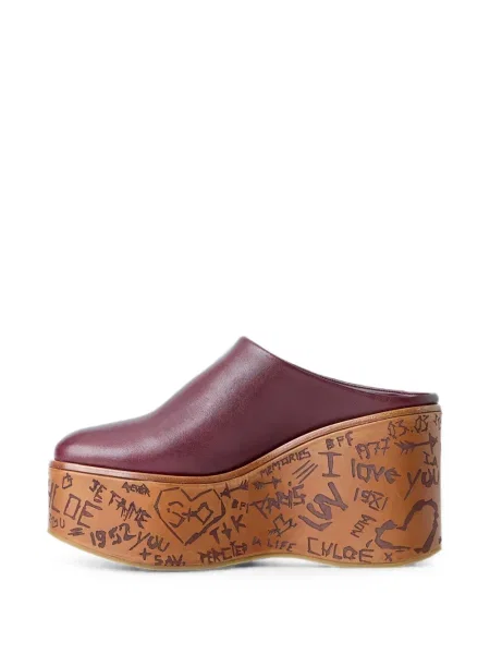Papuci tip mules Chloé cu pană roșu
