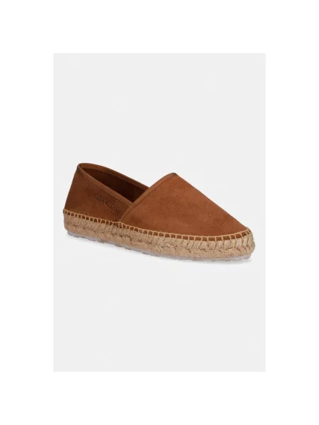 Espadryle Love Moschino skórzane brązowe