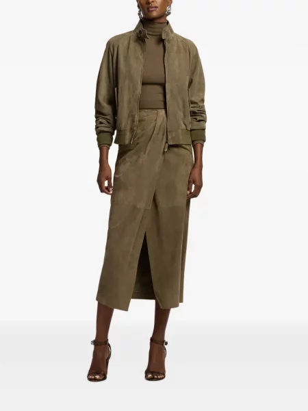 Geacă Ralph Lauren Collection din piele de căprioară verde