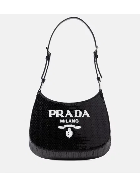 Mała torebka Prada z cekinami czarna