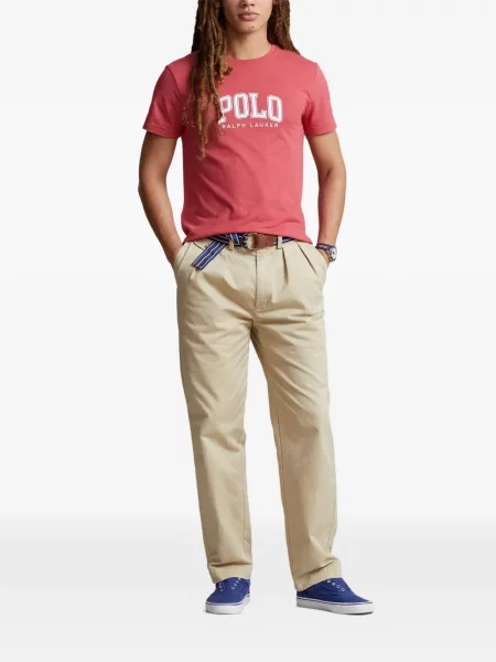 Tricou polo Polo Ralph Lauren cu glugă cu blană cu broderie roșu