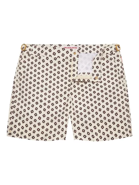 Slip de baie Orlebar Brown cu imagine cu imprimeu geometric alb