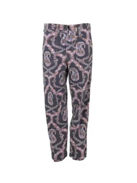 Spodnie Etro z wzorem paisley niebieskie