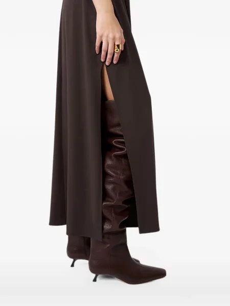 Rochie maxi Sportmax fără mâneci drapată maro