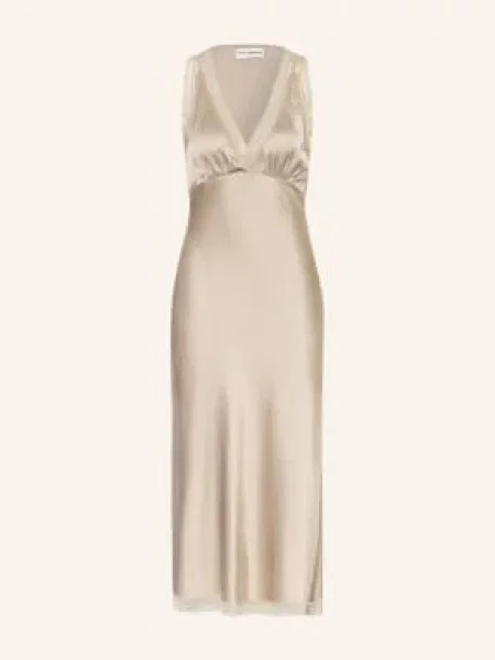 Lollys Laundry Saténové Šaty Clarill S Krajkou béžová
