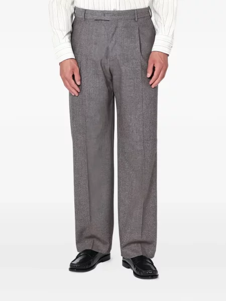 Pantaloni Pt Torino cu model herringbone plisate gri