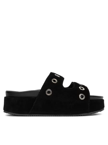 Замшевые шлепанцы Inuikii с шипами черные