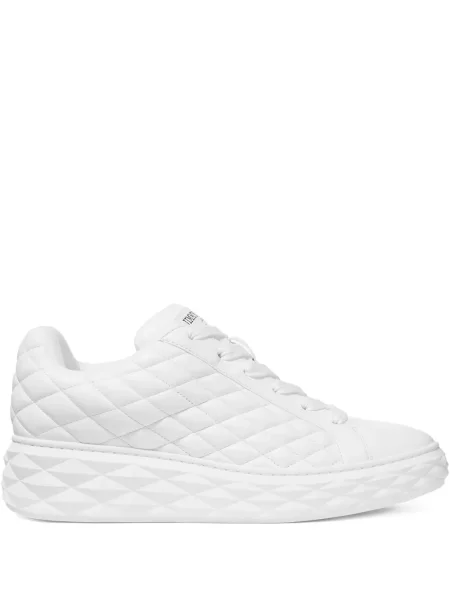 Sneakerși Jimmy Choo cu șireturi din dantelă alb