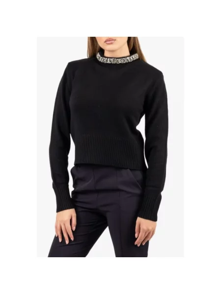 Sweter Pinko z dekoltem w serek czarny