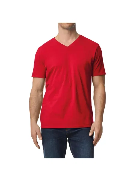 T-shirt z dekoltem w kształcie litery V Gildan Softstyle czerwona