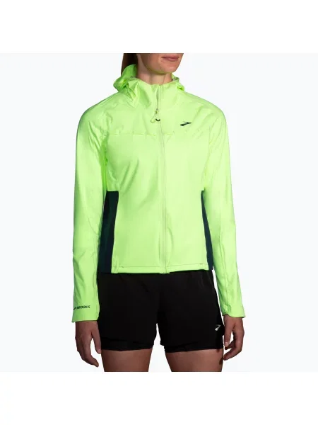 Kurtka do biegania Brooks High Point Waterproof lime/navy granatowa