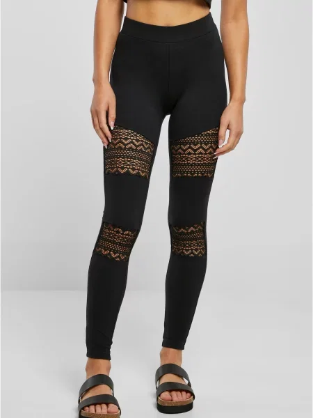 Leggings Urban Classics din dantelă negru