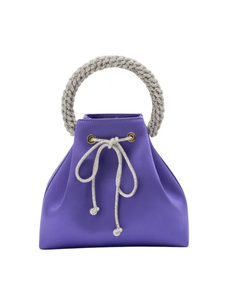 Satynowa mała torebka Hibourama z cyrkoniami szara