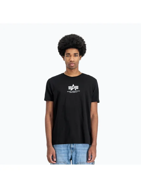 Tricou pentru bărbați Alpha Industries Basic Mid Logo black negru